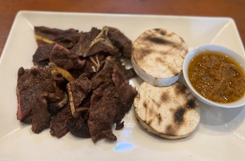 Roasted yam with grilled meat